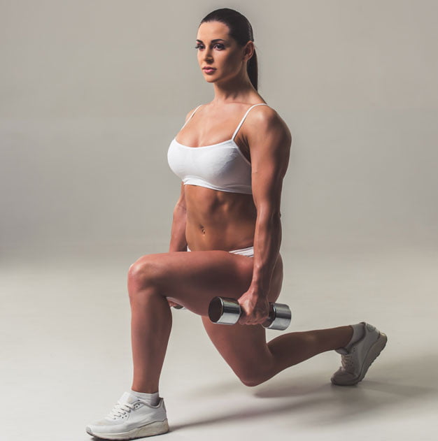 Compound exercise for legs: lunge with weight